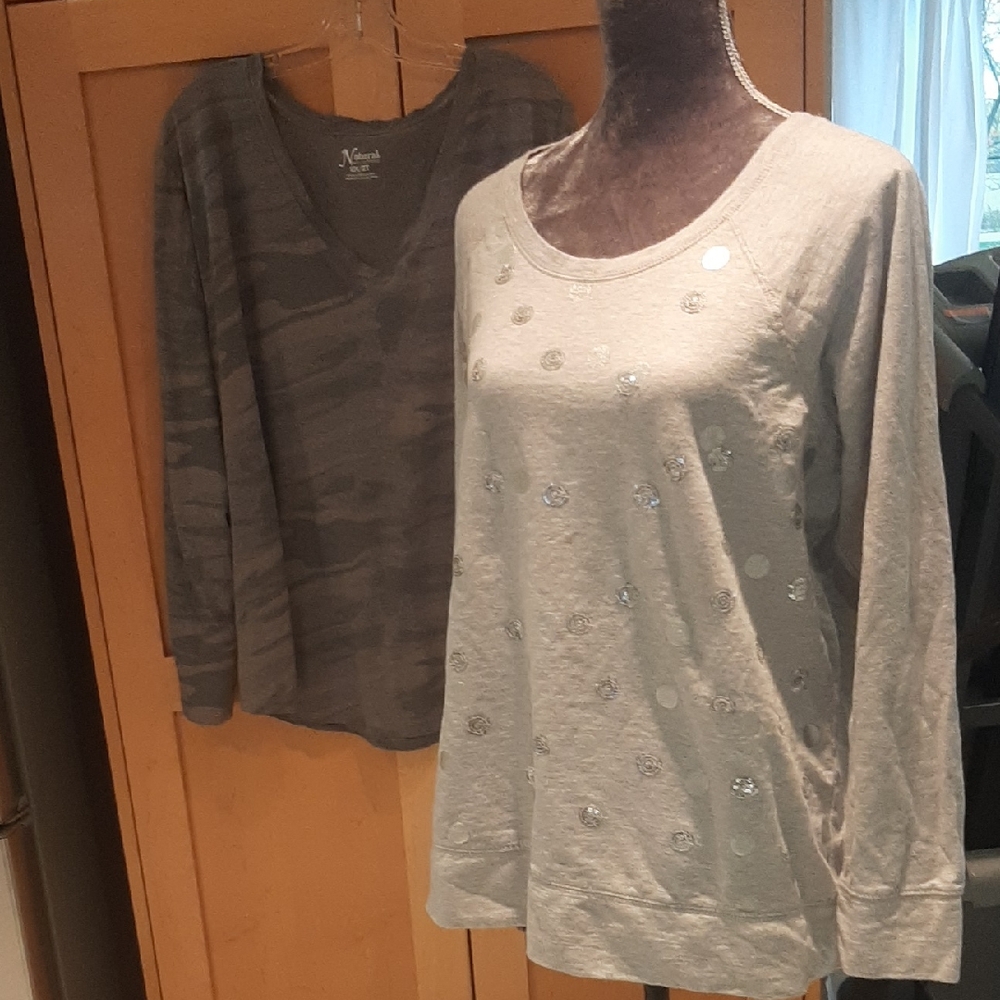 2PLUS SZ💋SEQUIN Silver Embellishment Style&Co➕Natural Reflections CAMO SZ 1X,2X